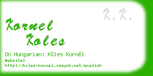 kornel koles business card
